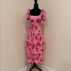 Likely Pink Floral Tiered Maxi Dress